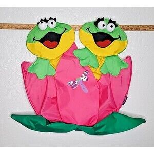 Vintage Windsport by Ganz Two Frogs in a Flower Spring Summer Yard‎ Flag RARE!!